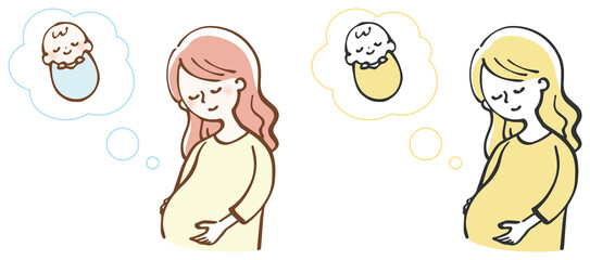 妊婦　マタニティー　赤ちゃん　イラスト - obrazy, fototapety, plakaty