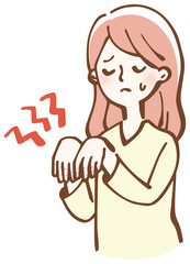 あかぎれの女性　イラスト