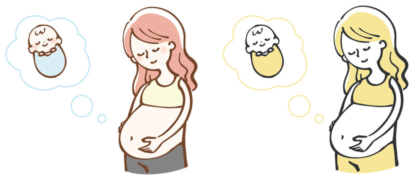 妊婦　マタニティー　赤ちゃん　イラスト