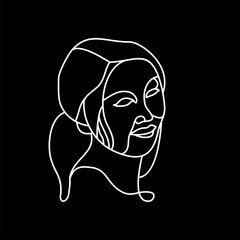 Head girl in line design concept isolated on black background