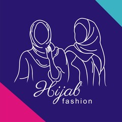 Hijab fashion design in line design concept to promote moeslim fashion store