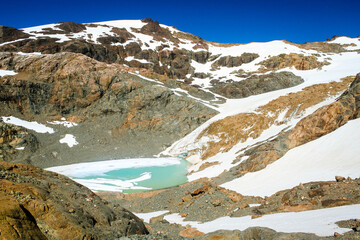 Hielo Azul Glacier, landscape with snow and mountains, at El Bolson, Rio Negro, Argentina