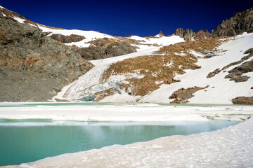 Hielo Azul Glacier, landscape with snow and mountains, at El Bolson, Rio Negro, Argentina
