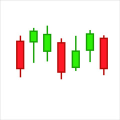 Colorful candlestick chart vector line icon, sign, illustration on background, editable strokes