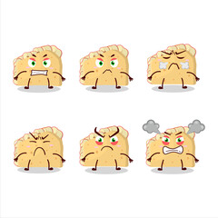 Apple sandwich cartoon character with various angry expressions