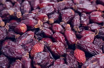 Dry rosehip berries.