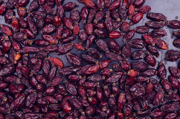 Dry rosehip berries.