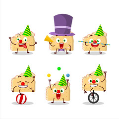 Cartoon character of apple sandwich with various circus shows