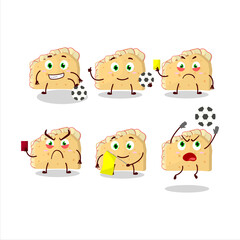 Apple sandwich cartoon character working as a Football referee