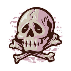 Skull color illustration badge patch pin graphic illustration vector art t-shirt design