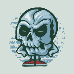 Skull color illustration badge patch pin graphic illustration vector art t-shirt design