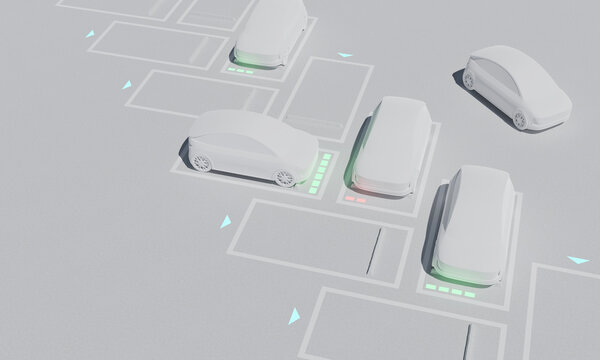 self-driving car, wireless charging, 3D rendering image.