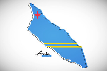 Happy national day of Aruba. Creative national country map with Aruba flag vector illustration