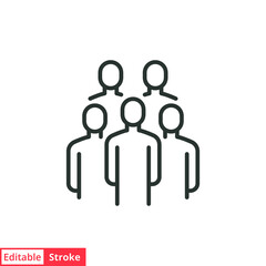 Crowd line icon. Simple outline style. Organisation, group, management, people, team, member, staff concept. Vector illustration isolated on white background. Thin line symbol. Editable stroke EPS 10.