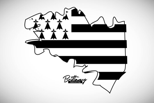 Happy national day of Brittany. Creative national country map with Brittany flag vector illustration