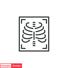 X-ray line icon. Simple outline style. Radiology, chest, scan, medical, skeleton, bone, technology, medical concept. Vector illustration isolated on white background. Thin line. Editable stroke EPS 10
