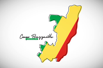 Happy independence day of Congo Brazzaville. Creative national country map with flag vector illustration