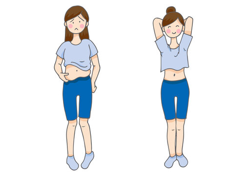 お腹の出ている女性のダイエット前後