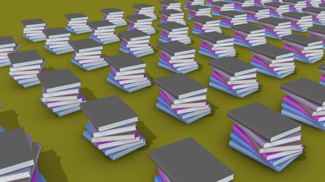 a lot of book set in a row. High quality 4k footage