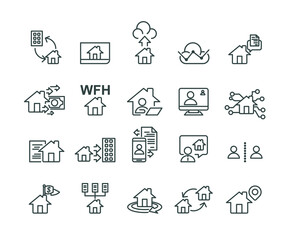 Fototapeta premium Work From Home Icons set,Vector,Editable Stroke