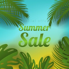 summer sale vacation holiday illustration background element flyer decoration leaf vector beach sale travel palm nature promotion 
