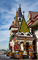 Colourful architecture of Ismailova market near Moscow, Russia