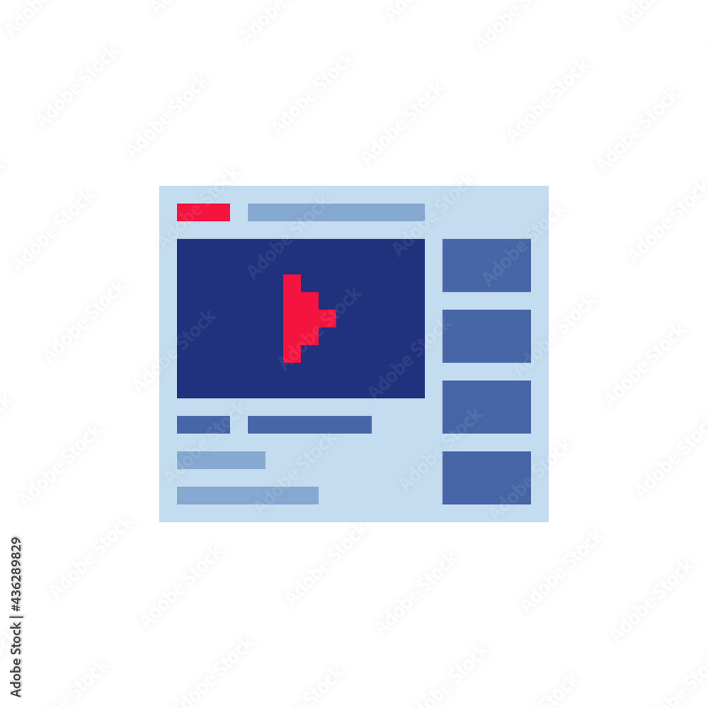 Poster browser window with video player web site mock up, youtube. media player template. video player inte