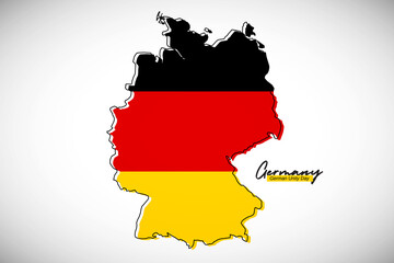 Fototapeta premium Happy german unity day of Germany. Creative national country map with Germany flag vector illustration