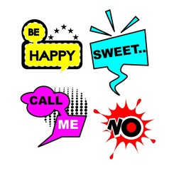comic speech bubble set with text vector illlustration