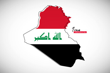 Happy independence day of Iraq. Creative national country map with Iraq flag vector illustration