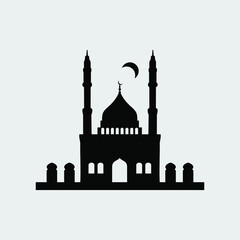 Vector illustration of a Muslim Mosque Silhouette. ramadan ramadhan eid mubarak, lebaran idul fitri