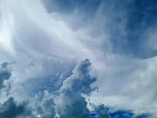 Before the storm, there was heavy rain. In the sky there are clouds covering. Lightning and strong...
