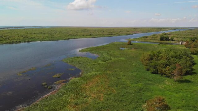 Lake Okeechobee aerial view. Drone flight.