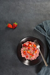 Fresh strawberry risotto a delicate and elegant dish