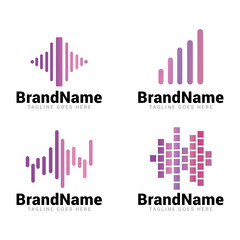 wave audio equalizer logo icon vector template.