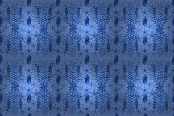 seamless pano pattern with floral elements and vintage. Raster illustration.