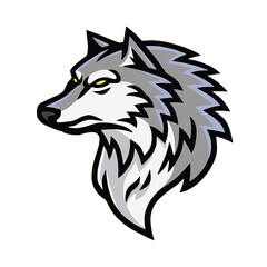 Furious Wolf Head Logo Sports Mascot Design Vector Illustration