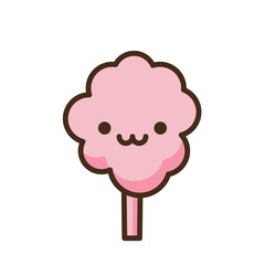 Anime style cartoon sweet food. Cotton candy emoji vector character.