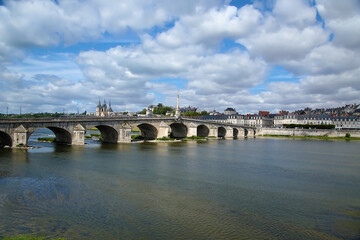 Fototapeta na wymiar Blois, France. Jaques Gabriel stone bridge, 1724