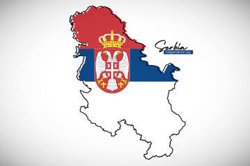Happy independence day of Serbia. Creative national country map with Serbia flag vector illustration