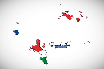 Happy independence day of Seychelles. Creative national country map with Seychelles flag vector illustration