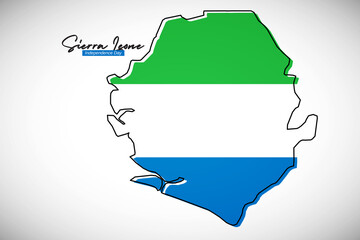 Happy independence day of Sierra Leone. Creative national country map with Sierra Leone flag vector illustration