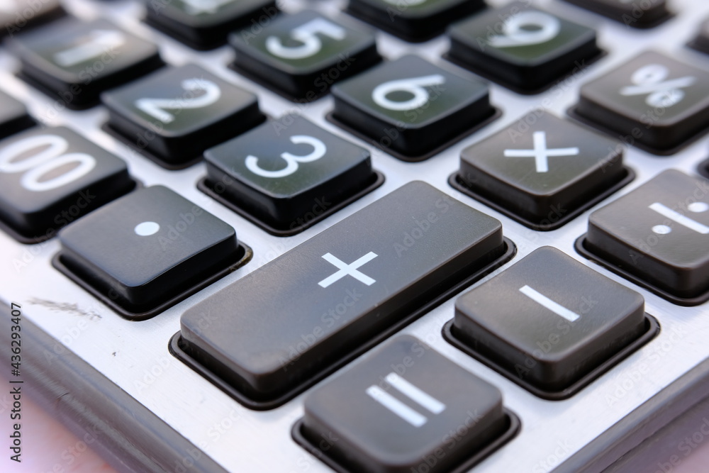 Poster close up calculator and macro calculator with number, business and finance concept