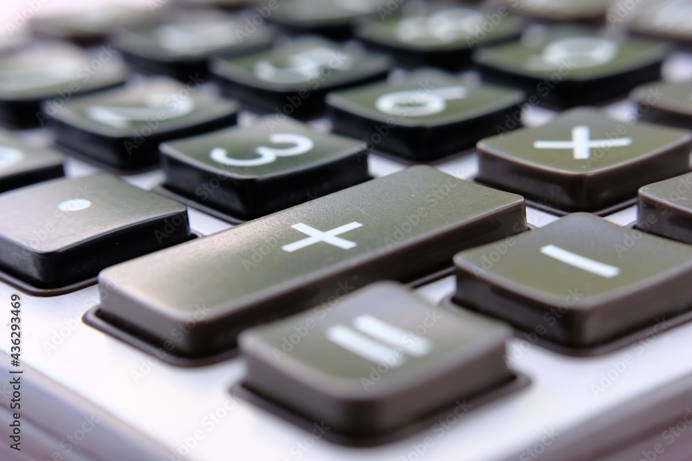Poster close up calculator and macro calculator with number, business and finance concept