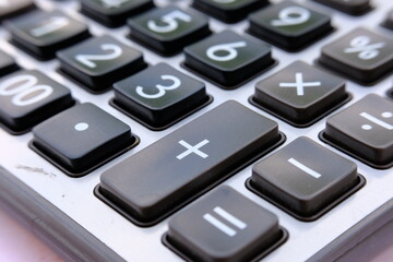 close up calculator and macro calculator with number, business and finance concept