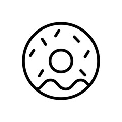 Donut Vector Icon in Outline Style. A Donut is a round, deep fried cake, usually with a hole in the center. Vector illustration icon can be used for an app, website, or part of a logo.