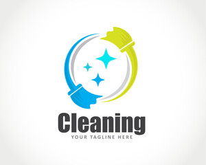 circle brush twist move cleaning magic logo icon symbol design illustration