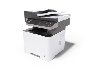 3d render printer multifunctional device on white background with shadow