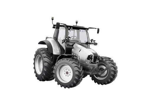 3d render gray tractor illustration on white background no shadow