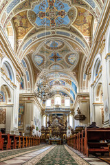Fototapeta na wymiar Zhovkva, Ukraine - 20.05.2021: interior of the St. Josaphat Church, the centrepiece of the Dominican Monastery. 